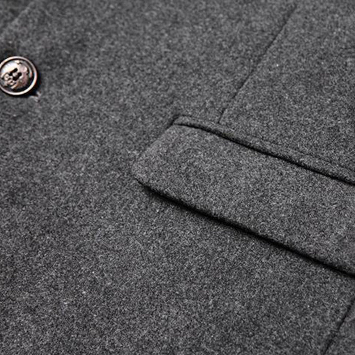 Mens Mid-Length Topcoat with Stand Collar