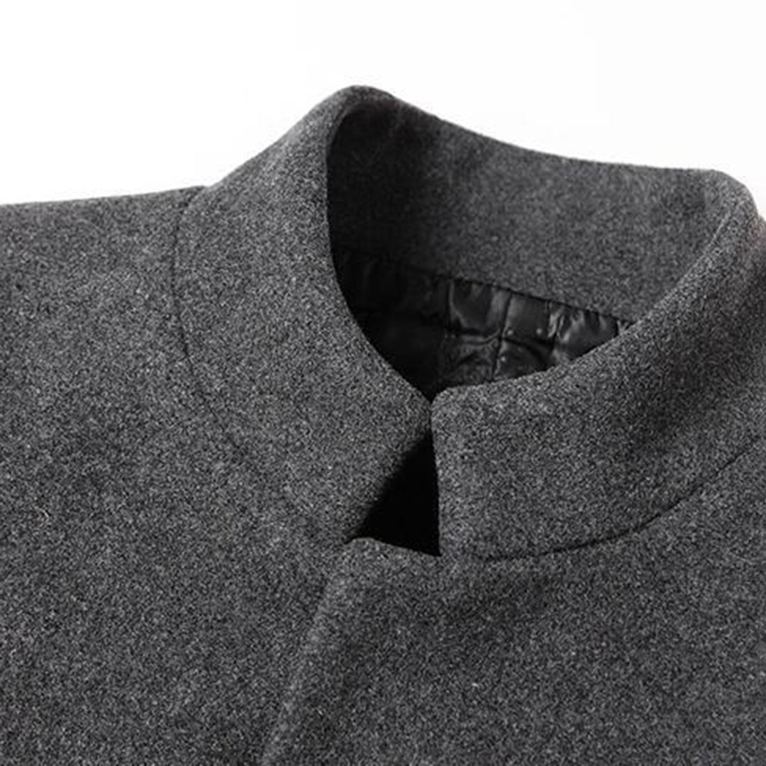 Mens Mid-Length Topcoat with Stand Collar