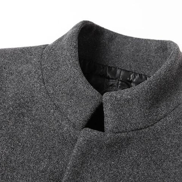 Mens Mid-Length Topcoat with Stand Collar