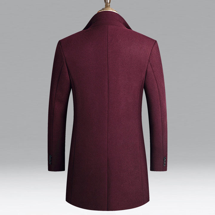 Mens Mid-Length Topcoat with Stand Collar