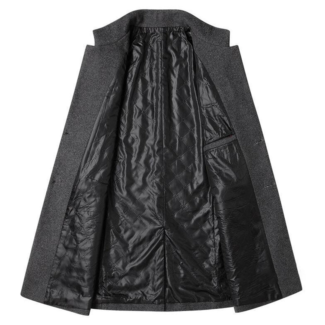 Mens Mid-Length Topcoat with Stand Collar