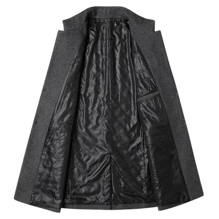 Mens Mid-Length Topcoat with Stand Collar
