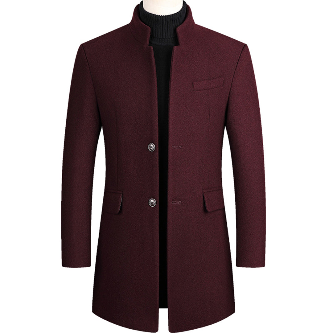 Mens Long Coat Modern Style Wool Blend - BritishMode