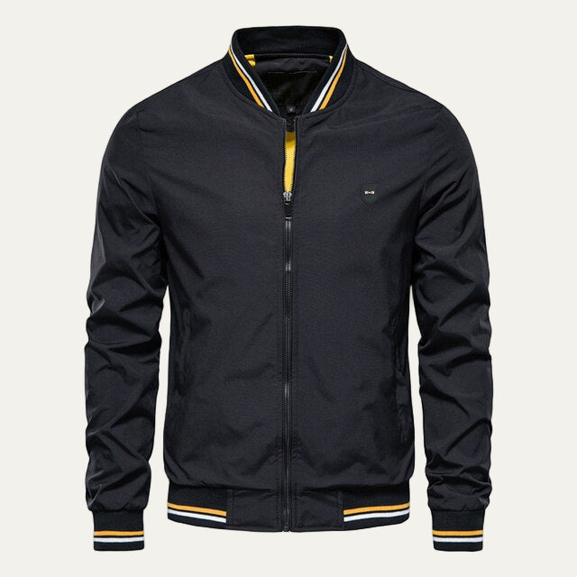 Mens Bomber Jacket with Crest Patch Classic Fit