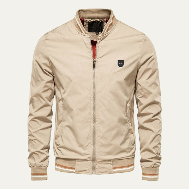 Mens Bomber Jacket with Crest Patch Classic Fit