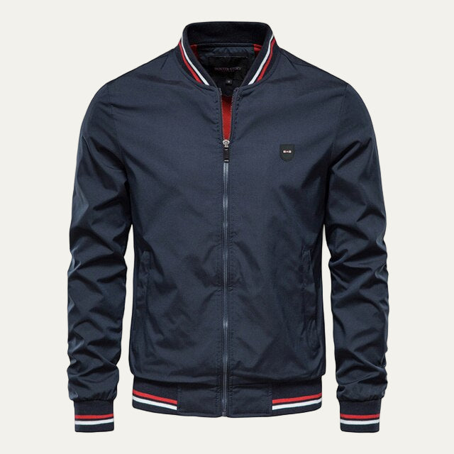 Mens Bomber Jacket with Crest Patch Classic Fit