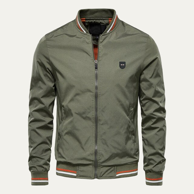 Mens Bomber Jacket with Crest Patch Classic Fit - BritishMode