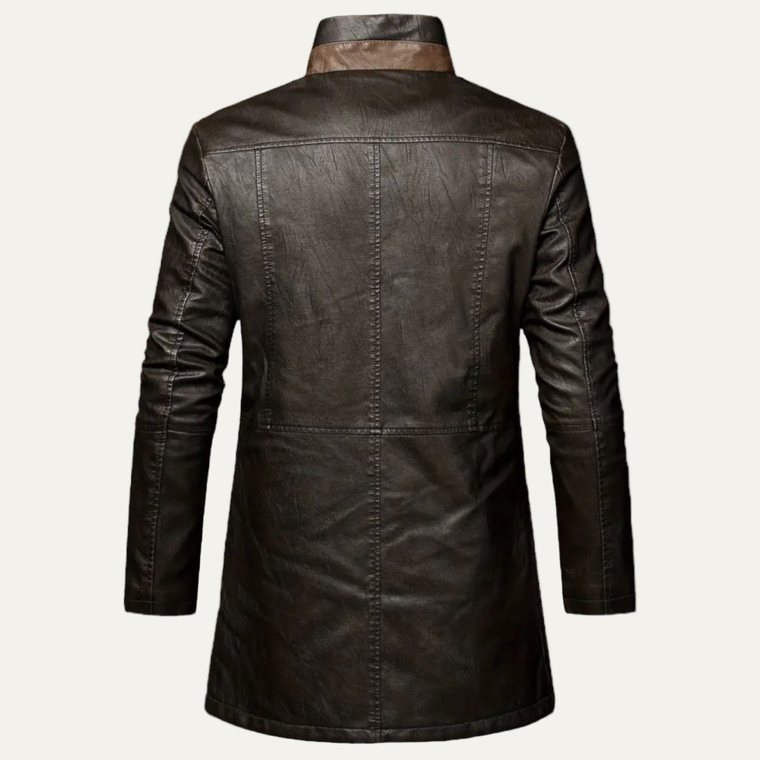 Mens Faux Leather Coat Plush Sherpa Lining Regular Fit