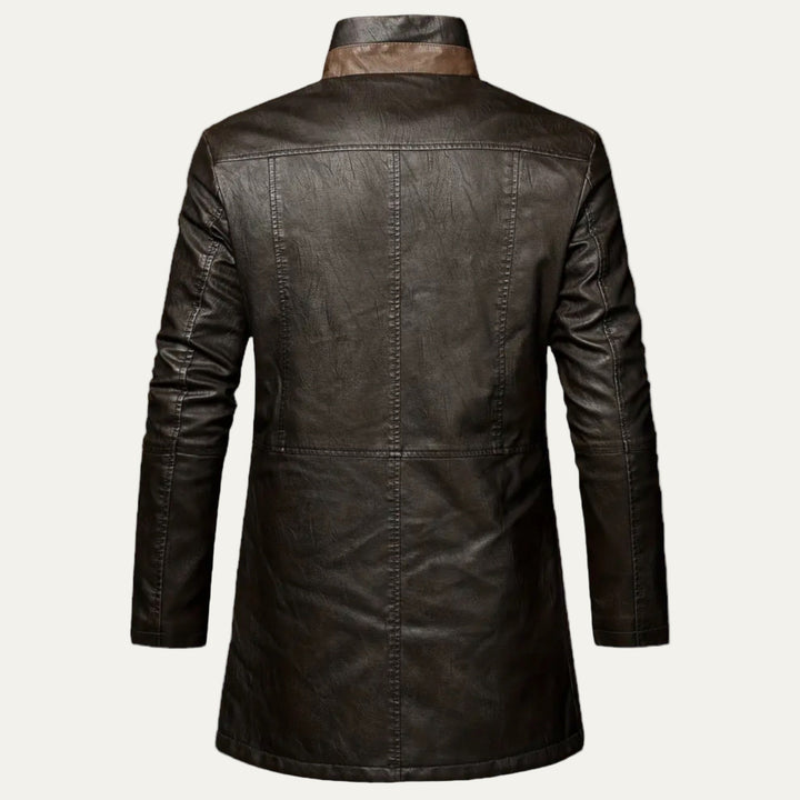 Mens Faux Leather Coat Plush Sherpa Lining Regular Fit