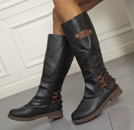 Womens Leather Knee-High Boots Classic Fit - BritishMode