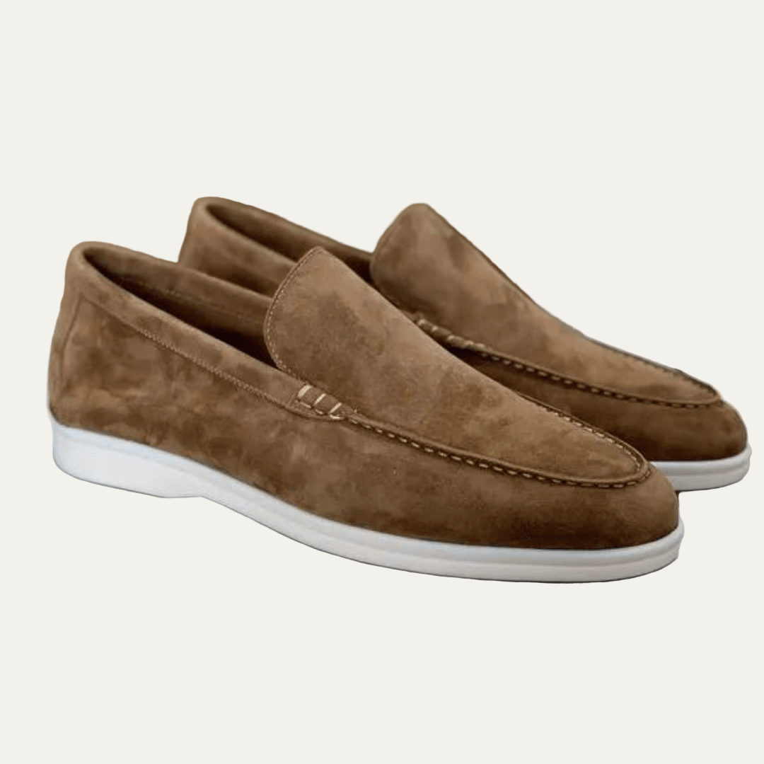 Mens Suede Platform Slip-On Loafers Low Profile