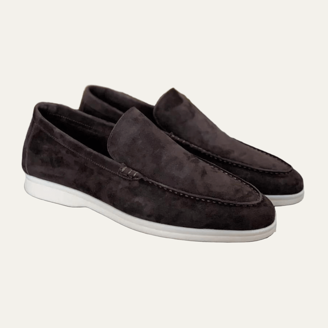 Mens Suede Platform Slip-On Loafers Low Profile