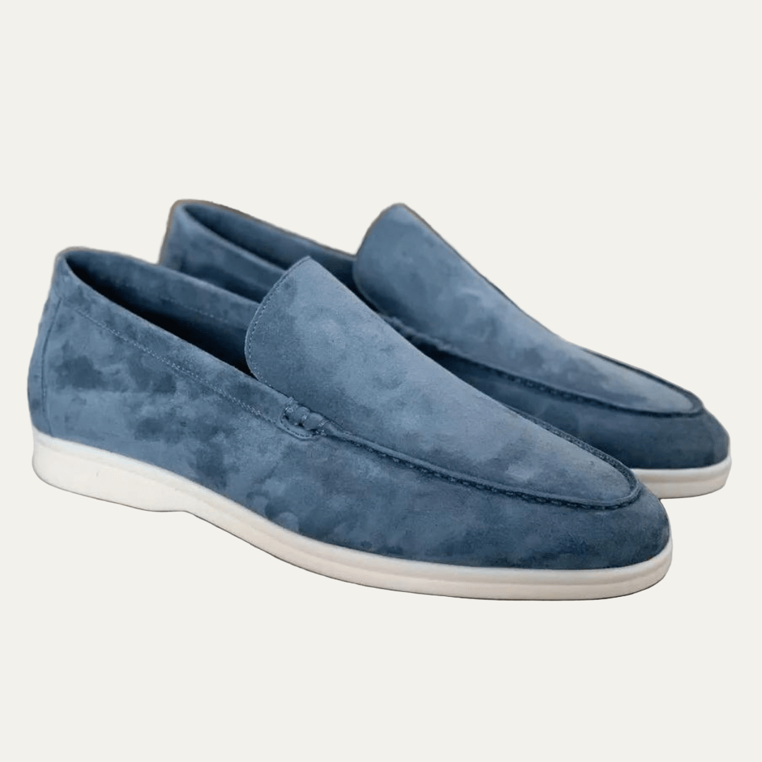 Mens Suede Platform Slip-On Loafers Low Profile