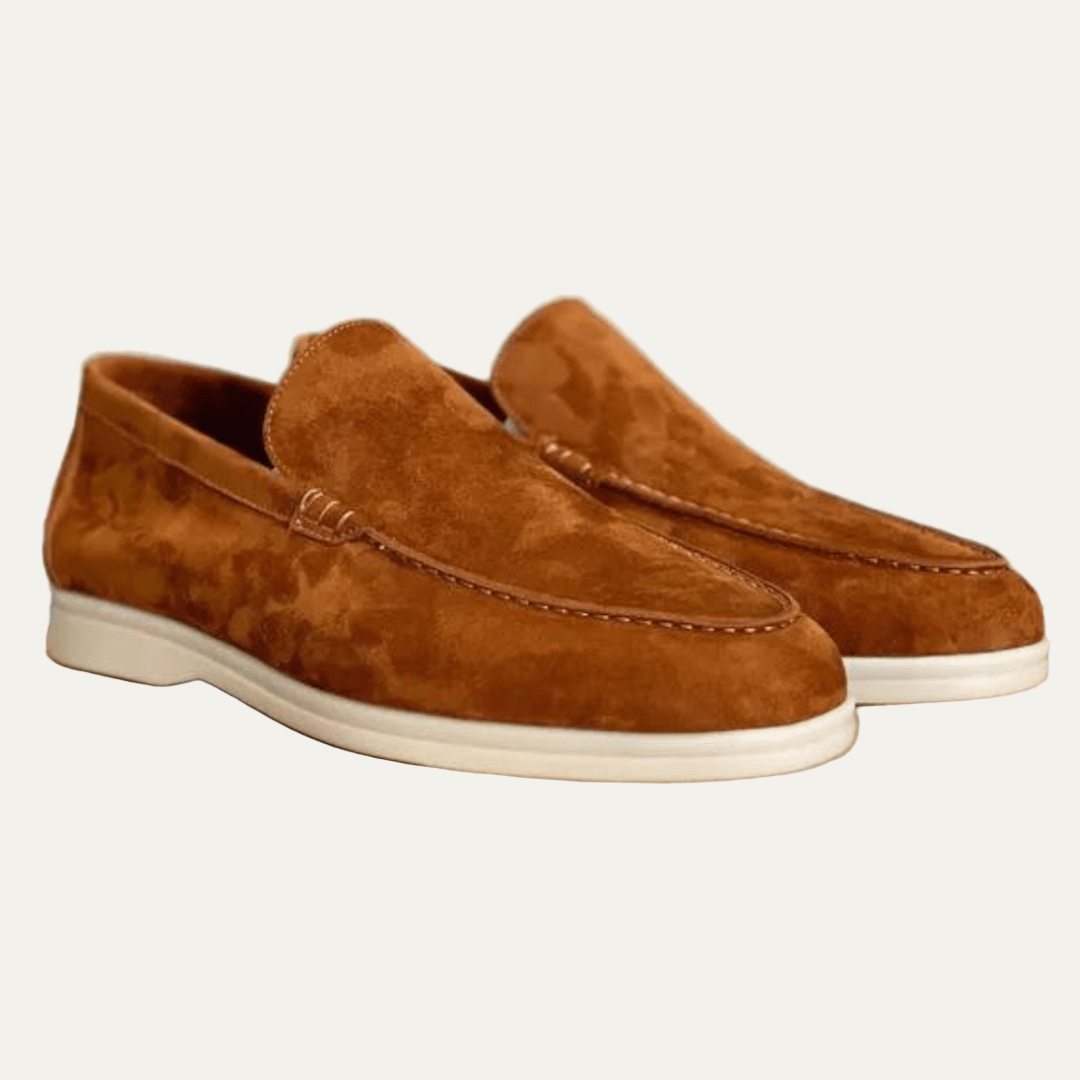 Mens Suede Platform Slip-On Loafers Low Profile