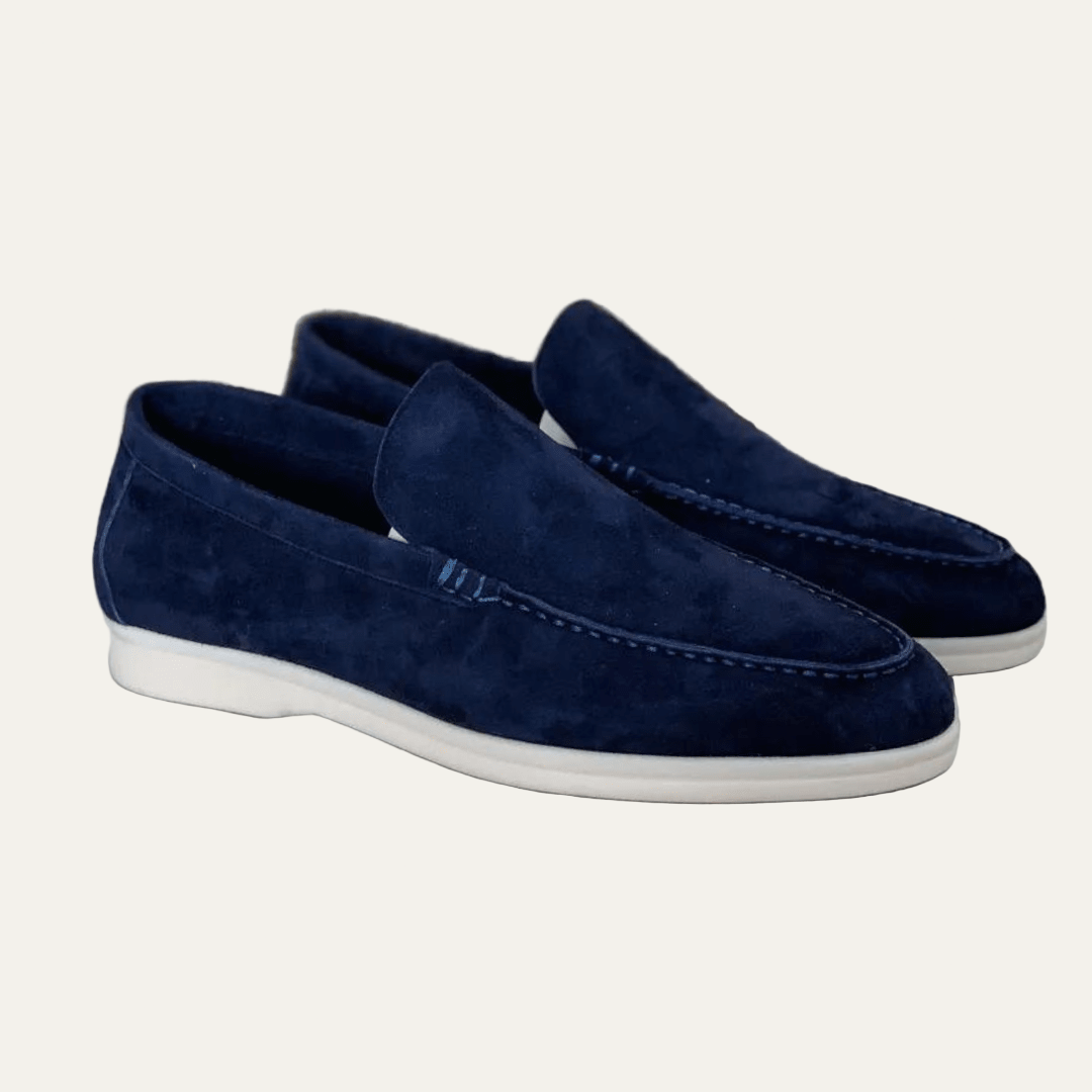 Mens Suede Platform Slip-On Loafers Low Profile