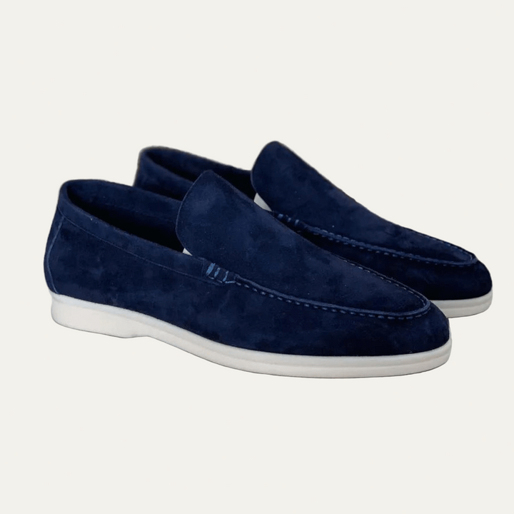 Mens Suede Platform Slip-On Loafers Low Profile