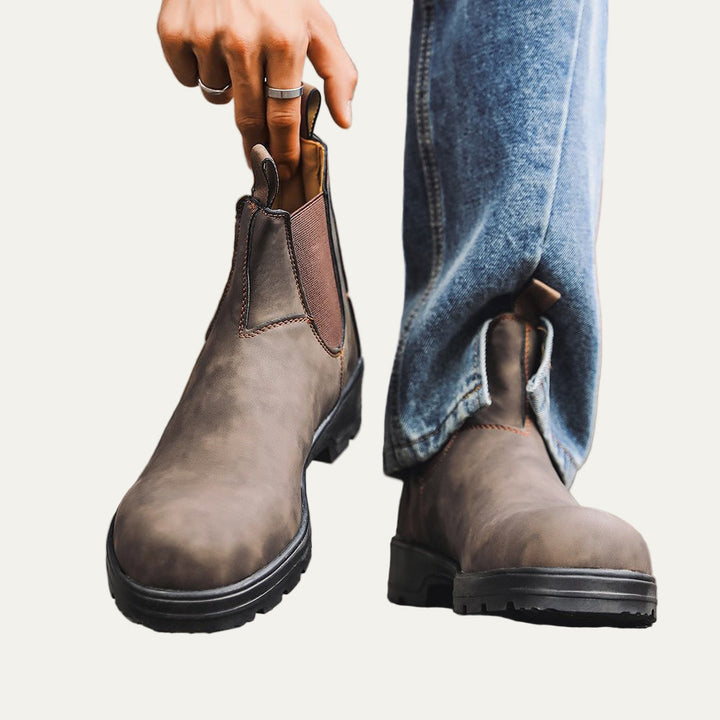 Mens Chelsea Boots Rugged Lug Sole Work Style