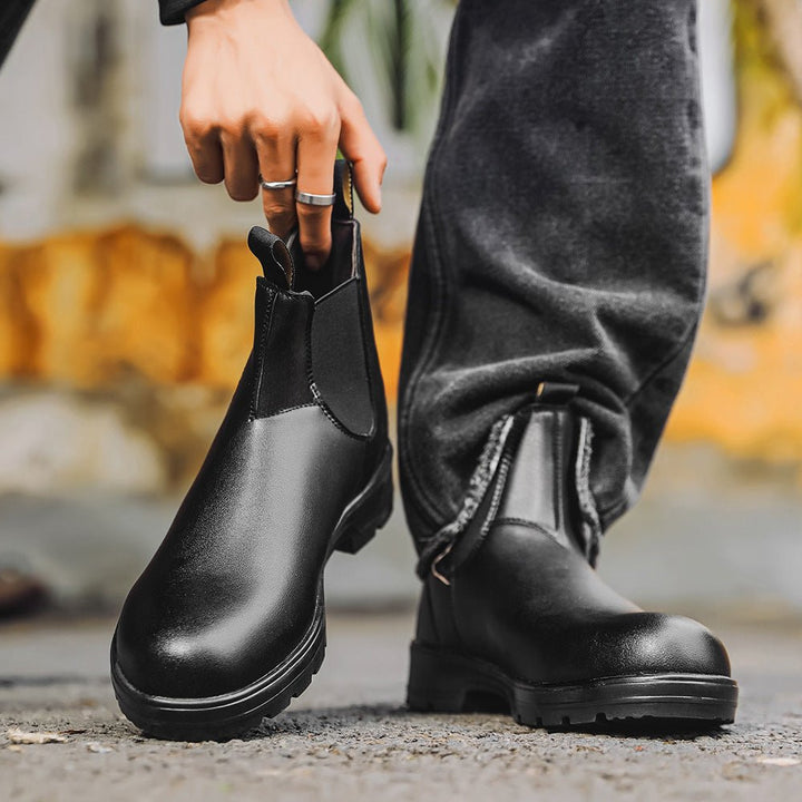 Unisex Chelsea Boots Leather Slip-On Style - BritishMode