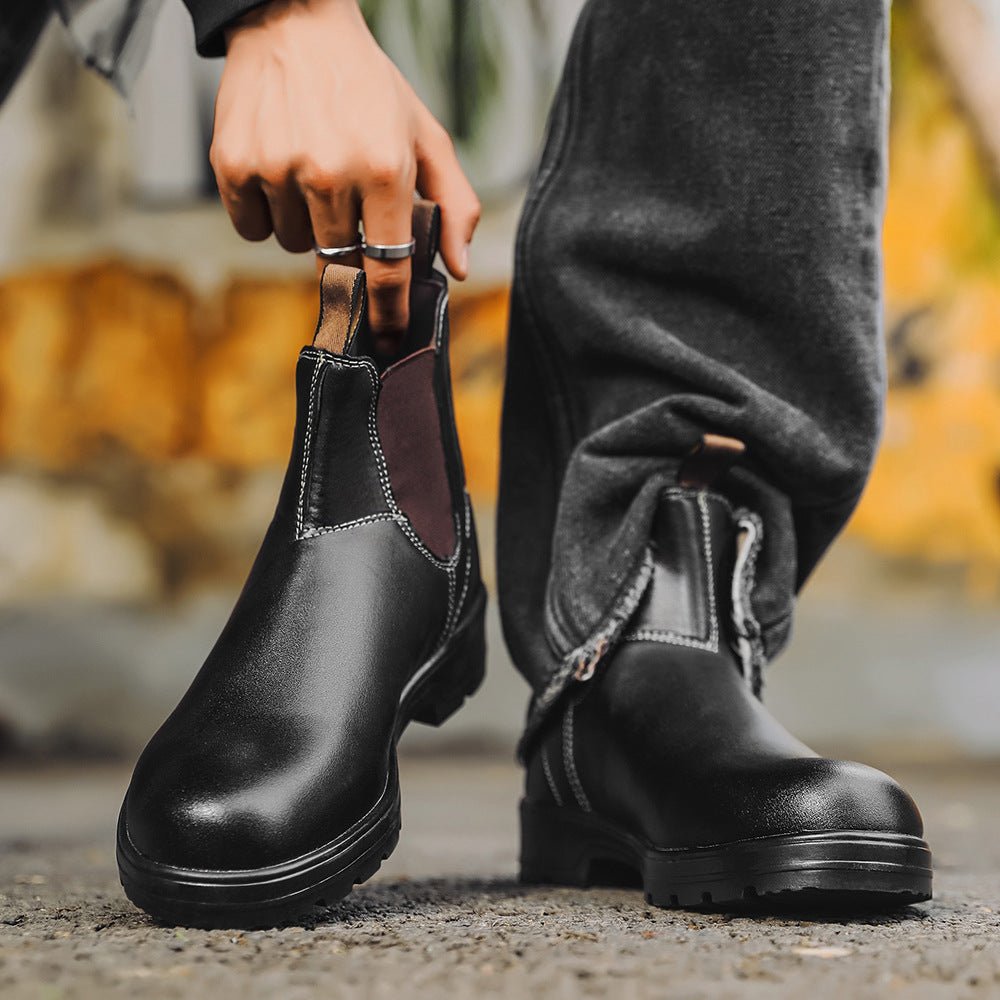 Unisex Chelsea Boots Leather Slip-On Style