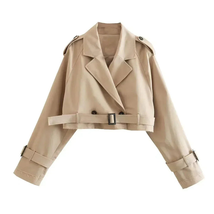 Womens Short Fitted Trench Coat Classic Style