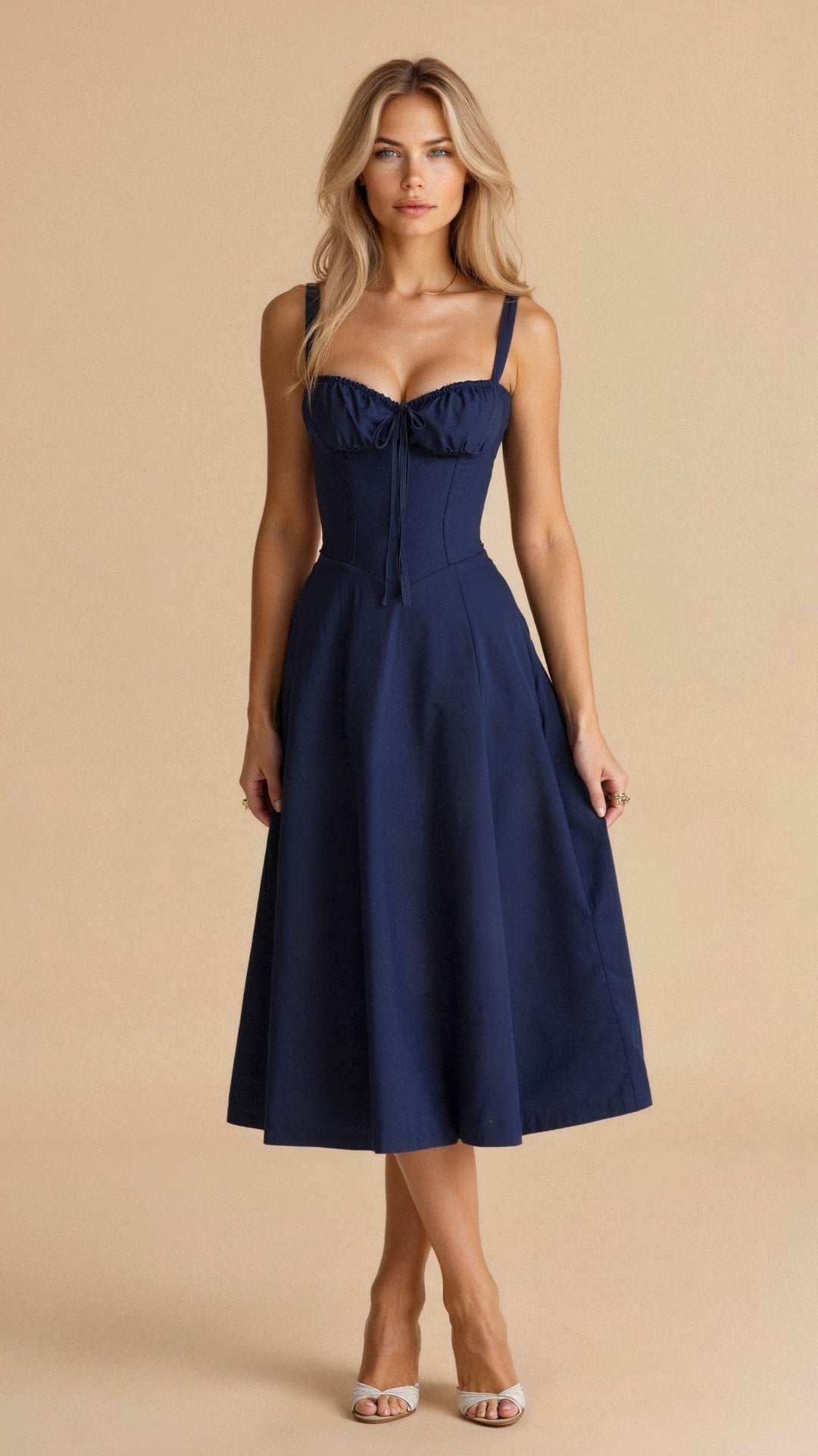 Womens Bodycon Midi Dress Feminine Fit