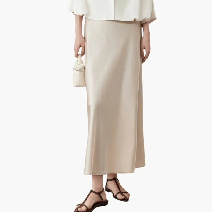 Womens High Waist Skirt with Finished Hem - BritishMode