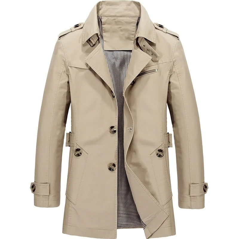 Mens Trench Coat Waterproof Classic Fit