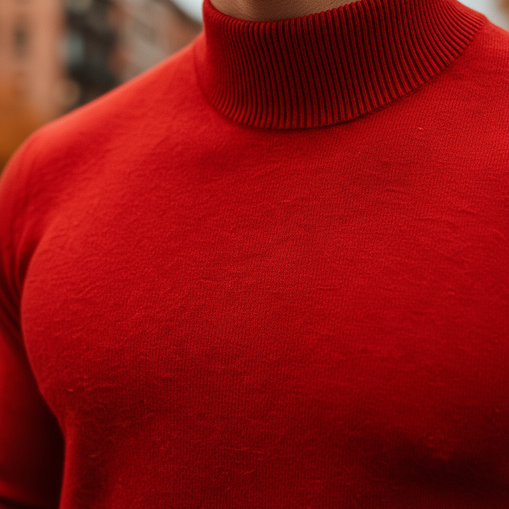 Mens Merino Wool Turtleneck Sweater Slim Fit