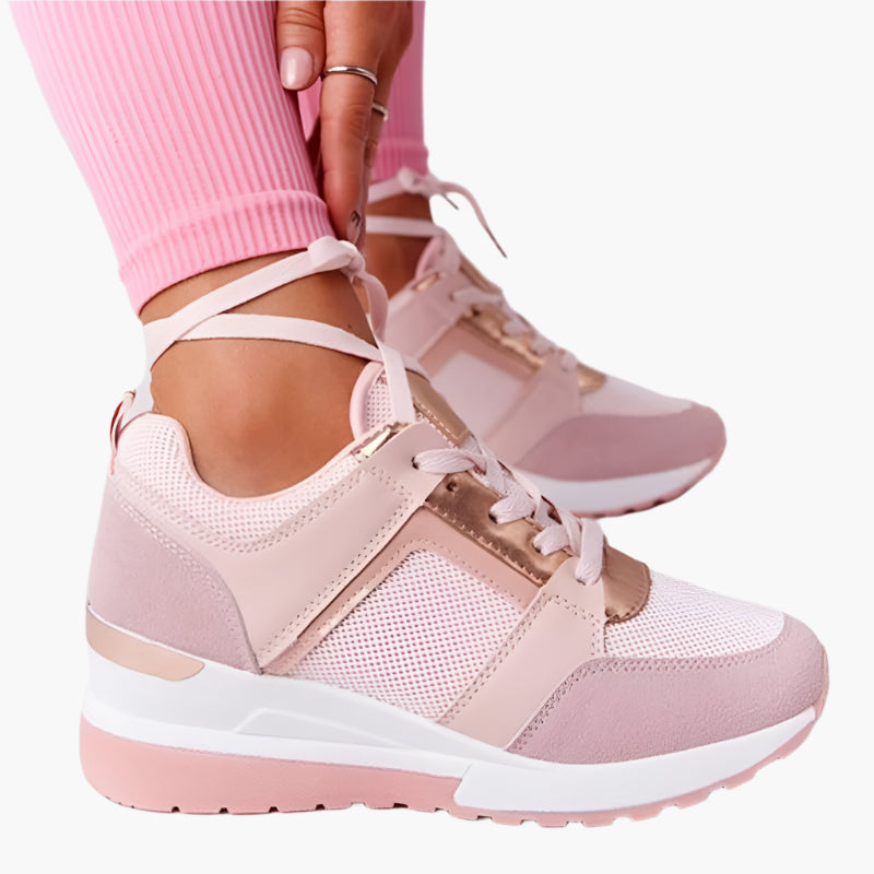 Womens Orthopedic Trainer Shoes Wedge Lace-Up