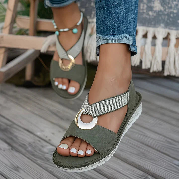 Womens Flat Sandals with Crisscross Straps