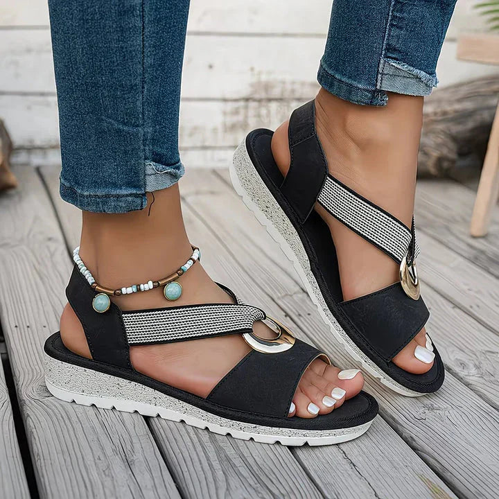 Womens Flat Sandals with Crisscross Straps