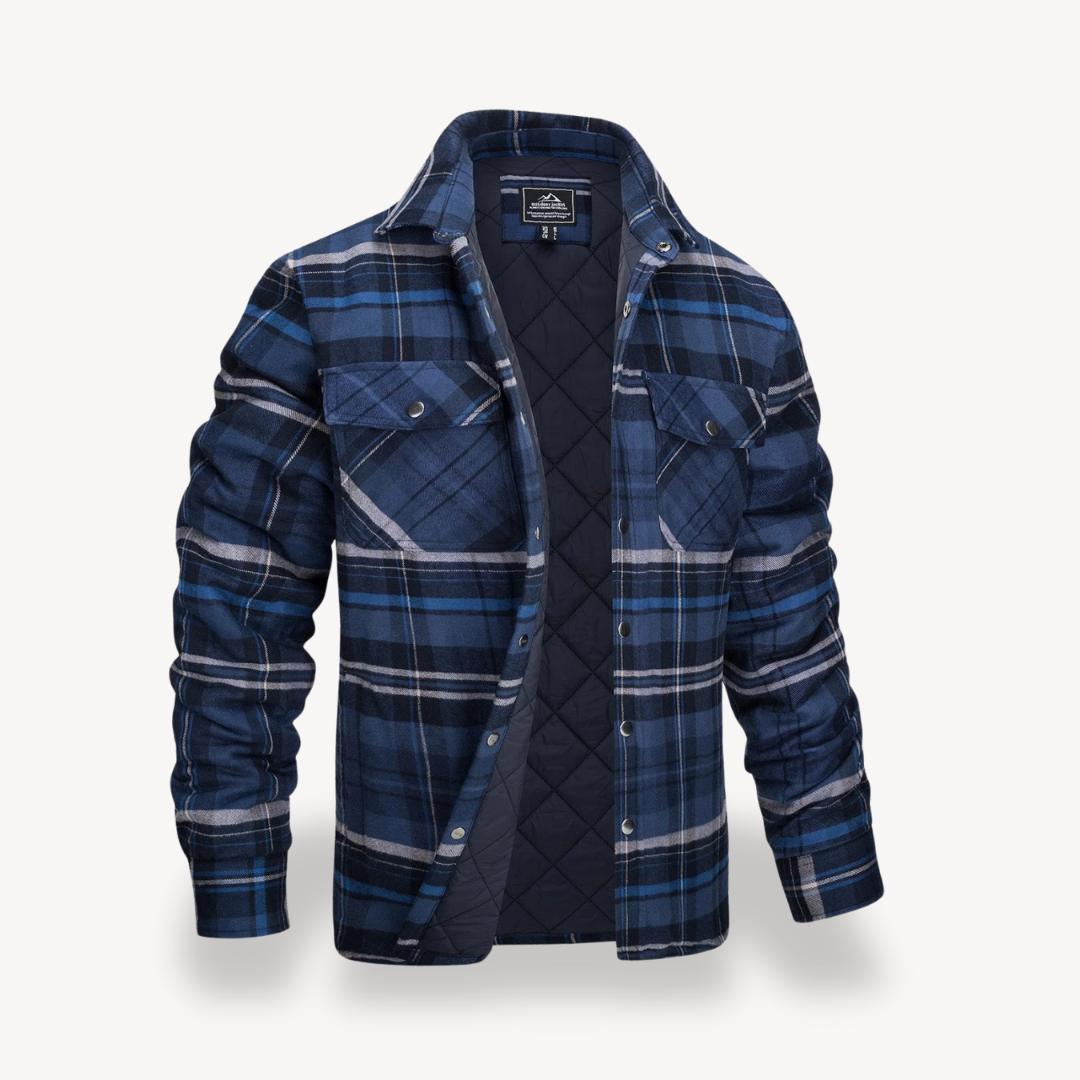 Mens Jacket Fleece Lined Plaid Pattern