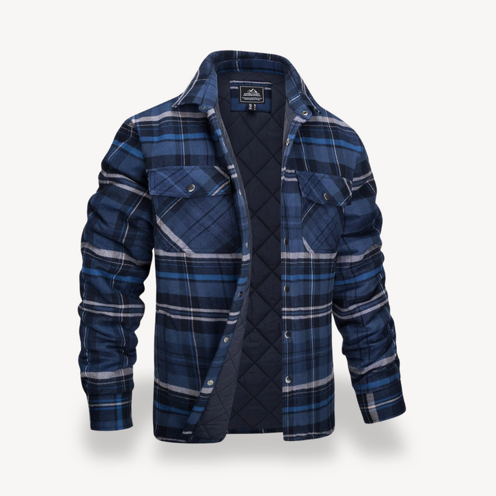 Mens Jacket Fleece Lined Plaid Pattern