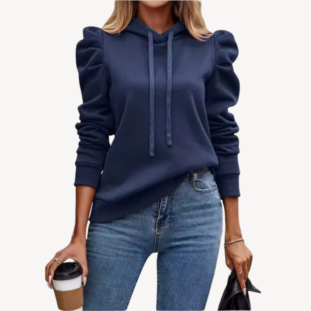 Womens Hoodie with Puff Sleeves Relaxed Fit