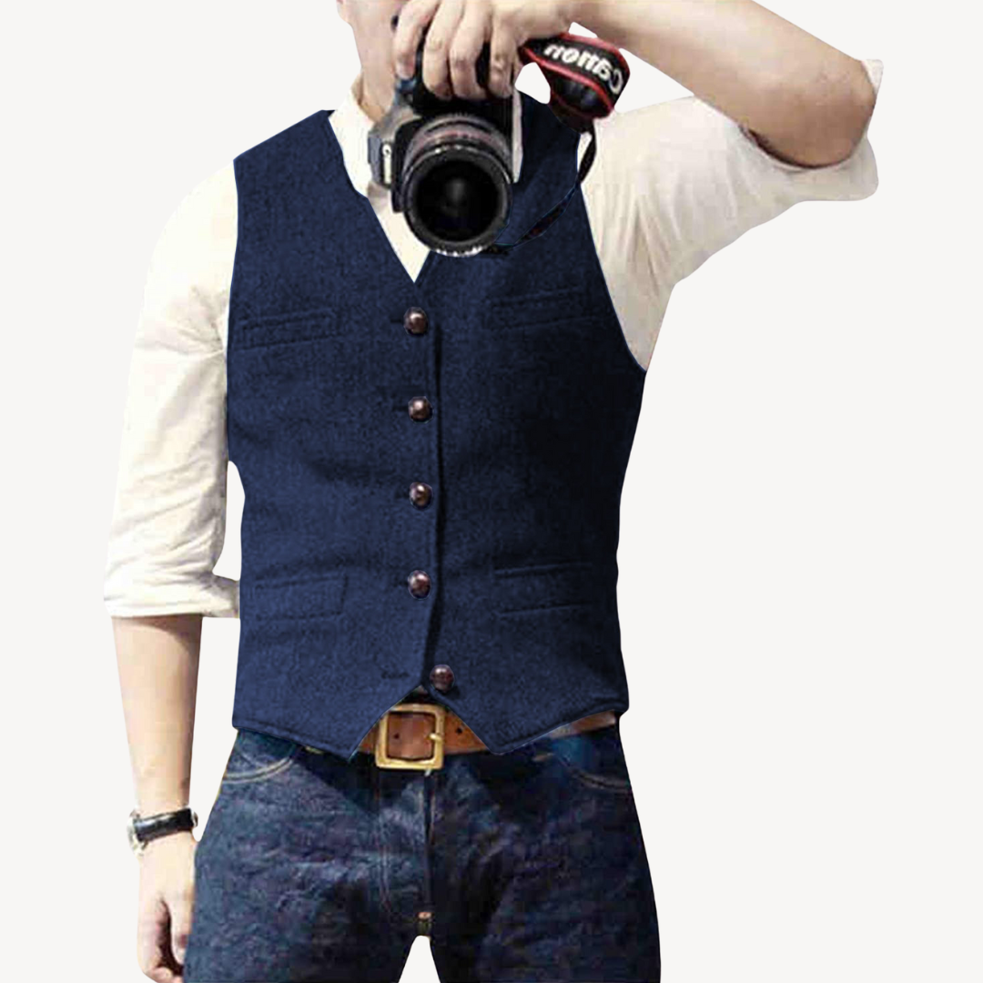 Mens Wool Vest Buttoned Front