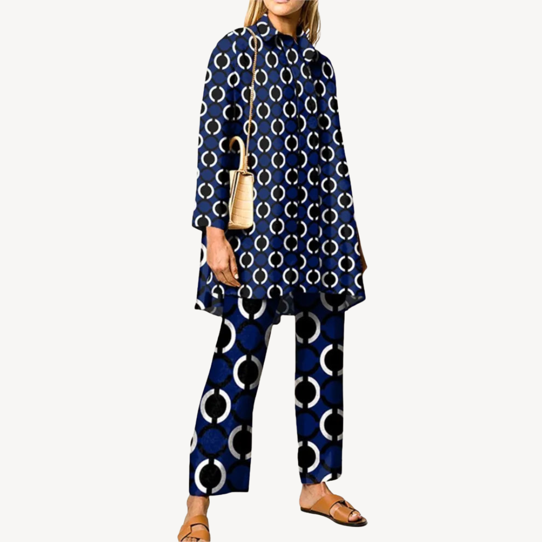 Womens Co-Ord Set with Abstract Print Relaxed Fit
