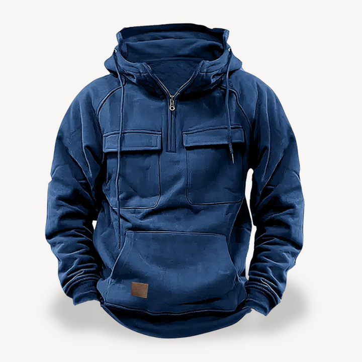 Mens Cargo Hoodie Fleece Material Relaxed Fit