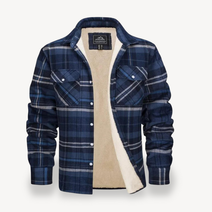 Mens Flannel Shirt with Sherpa Fleece Lining Relaxed Fit