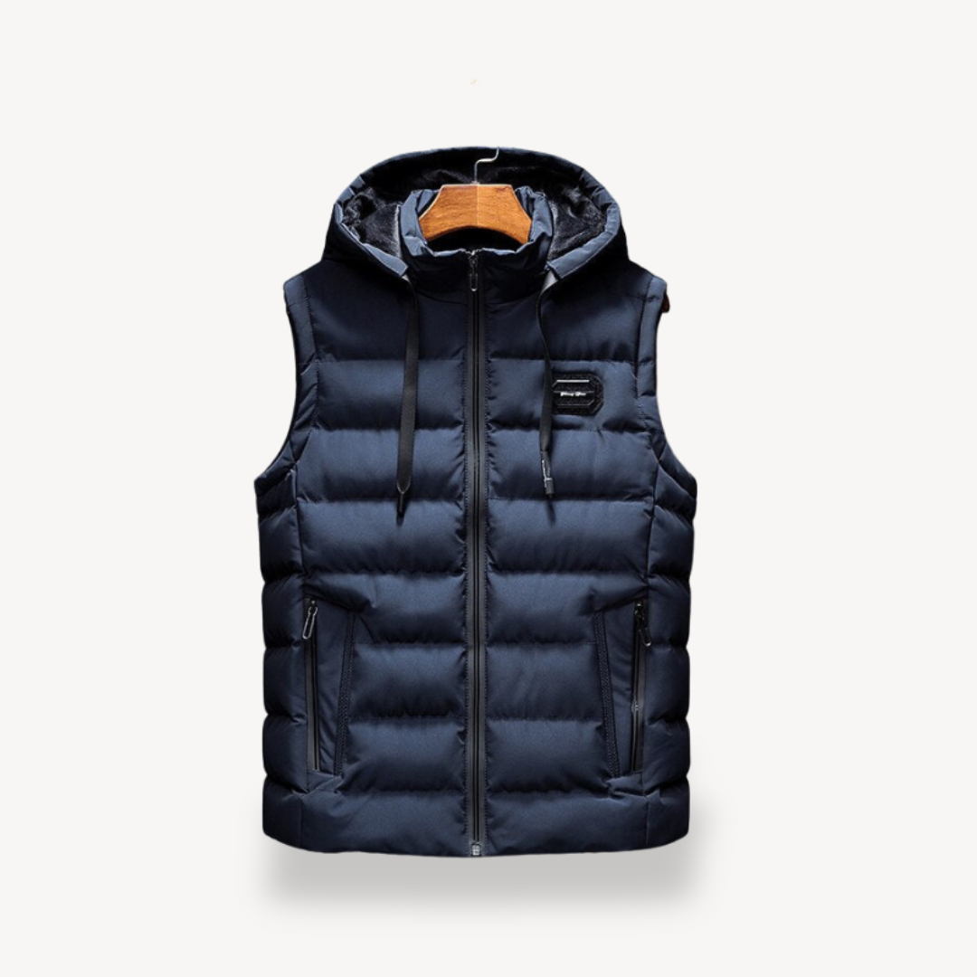Mens Puffer Vest with Hood Quilted Sleeveless