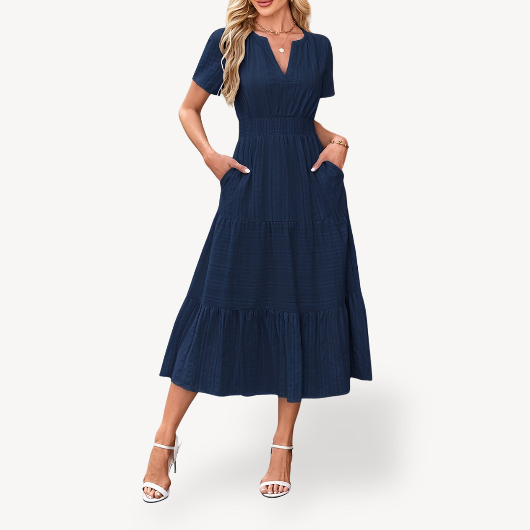 Womens Tiered Midi Dress Relaxed Fit