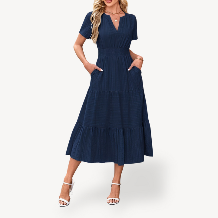 Womens Tiered Midi Dress Relaxed Fit