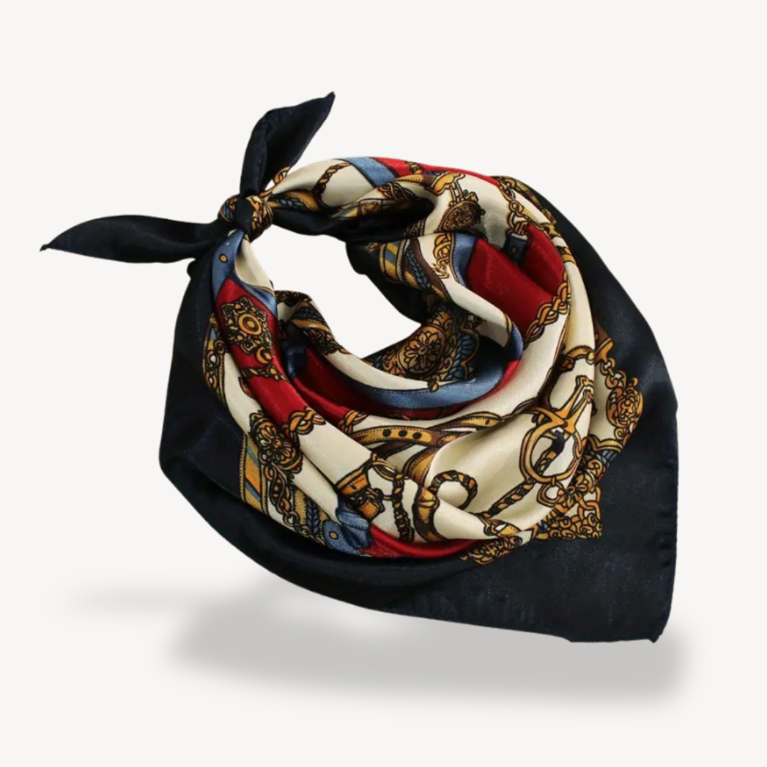 Womens Silk Head Scarf Chain Print Lightweight