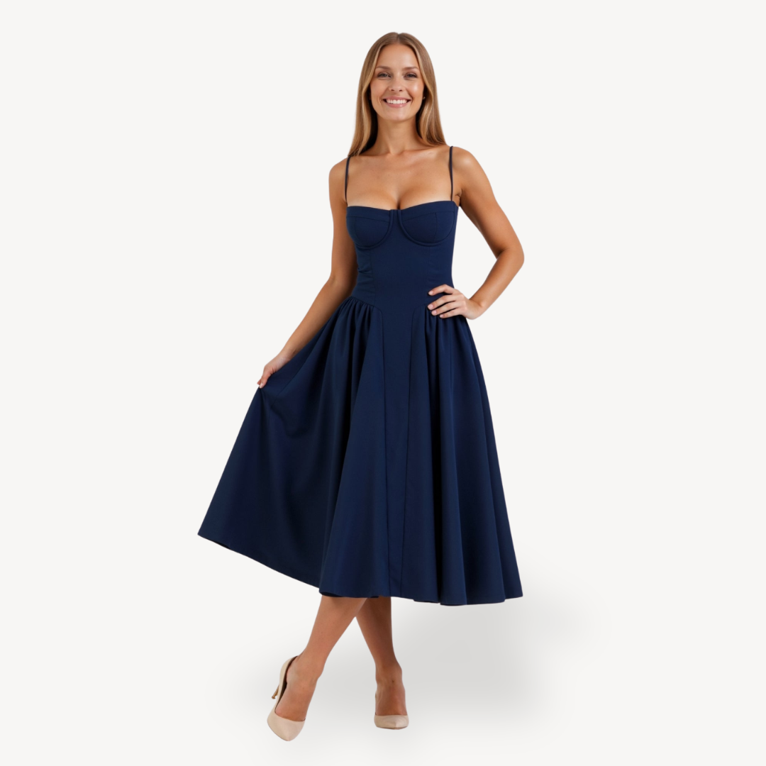 Womens Strapless Midi Dress Fitted Silhouette