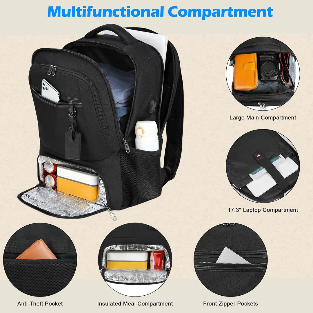 Unisex Laptop Backpack Waterproof with USB Port Multi-Compartment