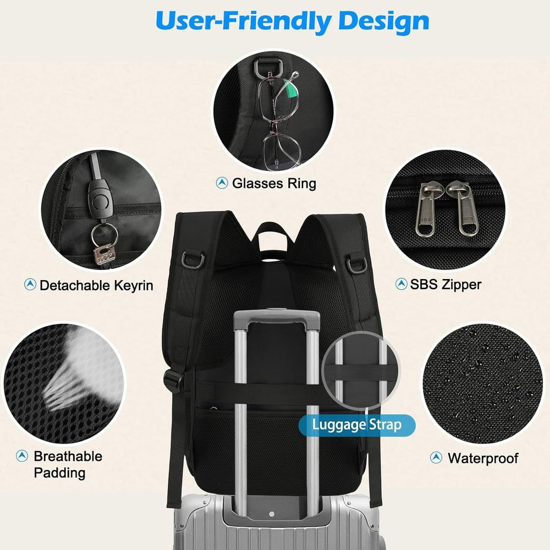 Unisex Laptop Backpack Waterproof with USB Port Multi-Compartment