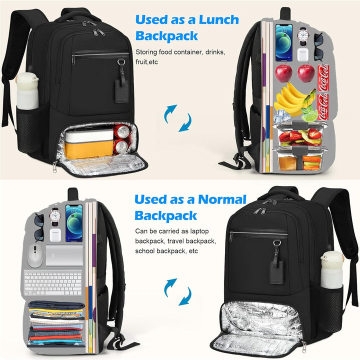 Unisex Laptop Backpack Waterproof with USB Port Multi-Compartment