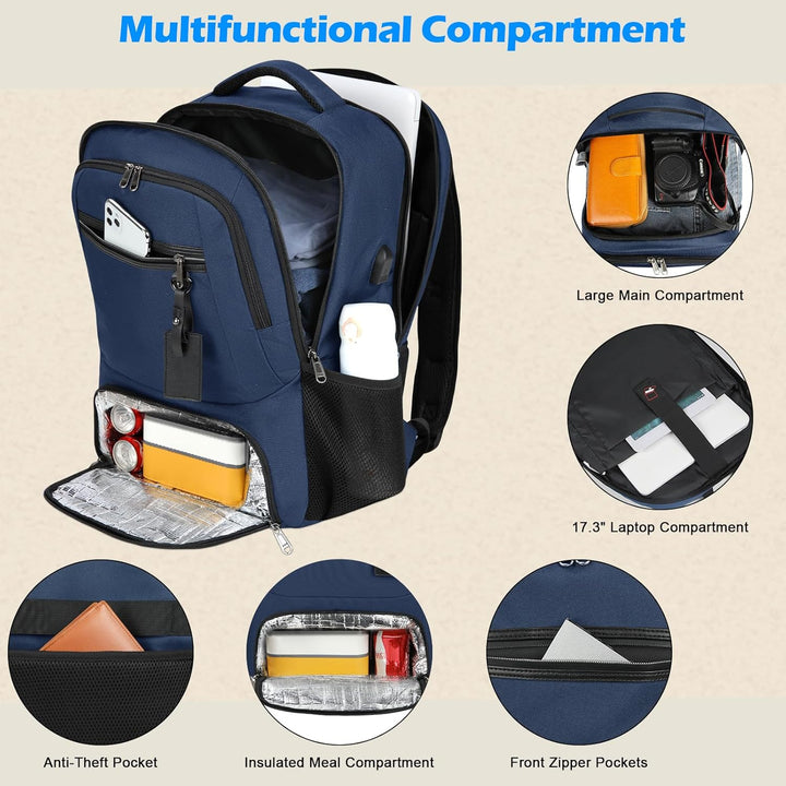 Unisex Laptop Backpack Waterproof with USB Port Multi-Compartment