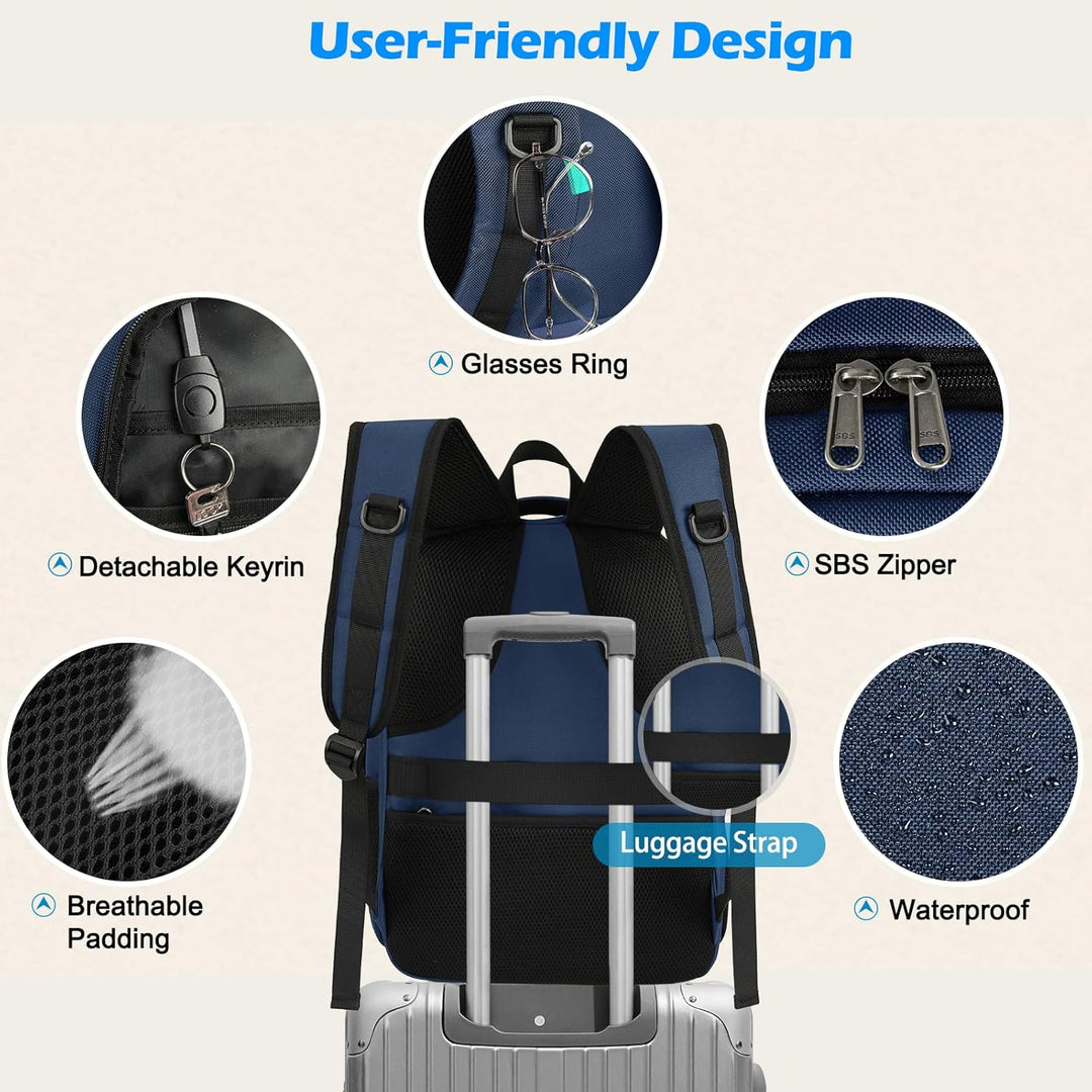 Unisex Laptop Backpack Waterproof with USB Port Multi-Compartment
