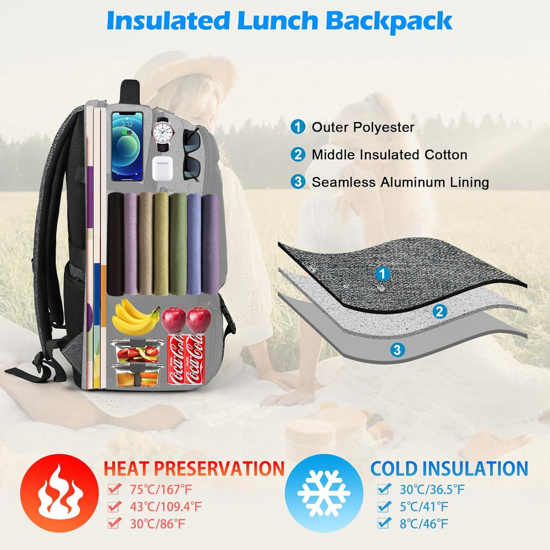 Unisex Laptop Backpack Waterproof with USB Port Multi-Compartment