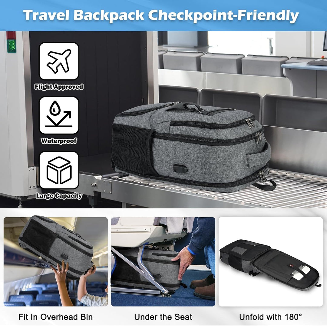 Unisex Laptop Backpack Waterproof with USB Port Multi-Compartment